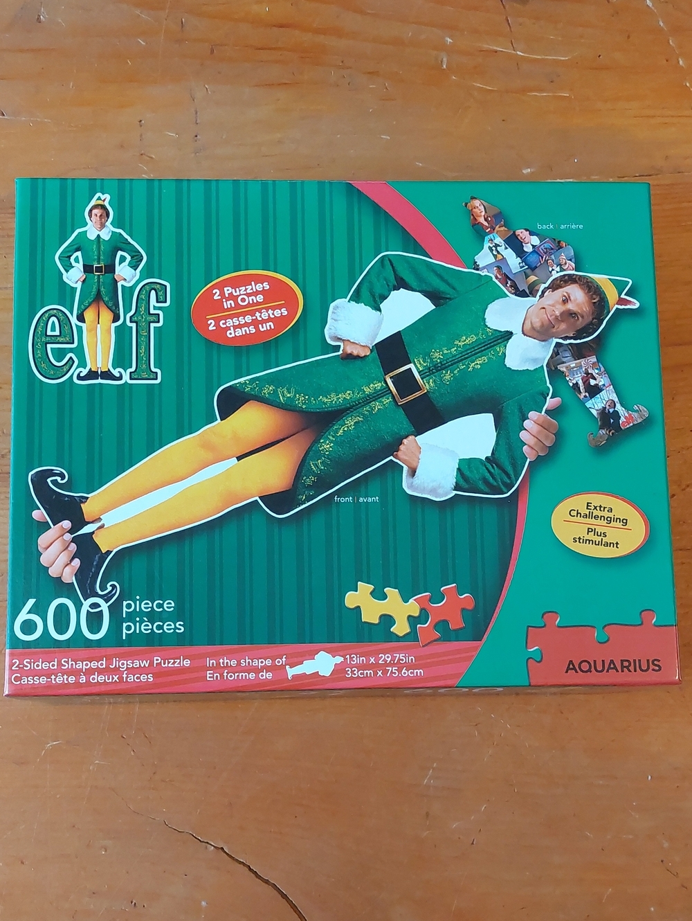 Elf Movie 600 Pc Double-Sided Shaped Jigsaw Puzzle by Aquarius Complete!